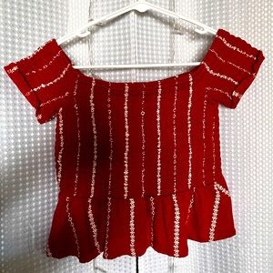Aeropostale Off the Shoulder Ruffle Top
